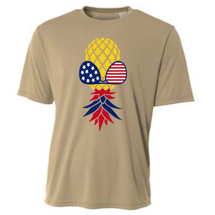 Upside Down Pineapple Sunglasses July 4th Swingers Us Flag Cooling Performance Crew T-Shirt