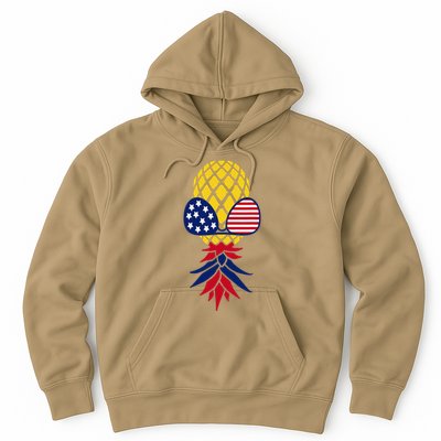 Upside Down Pineapple Sunglasses July 4th Swingers Us Flag Hoodie