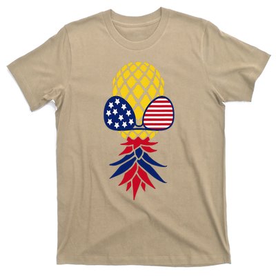 Upside Down Pineapple Sunglasses July 4th Swingers Us Flag T-Shirt