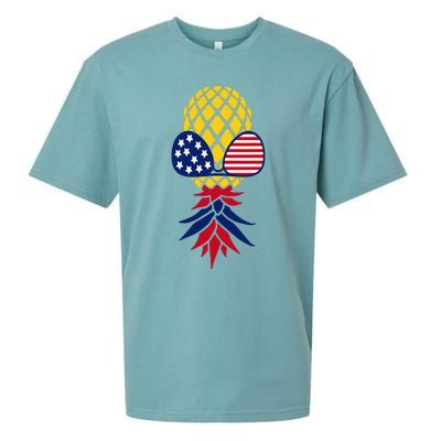 Upside Down Pineapple Sunglasses July 4th Swingers Us Flag Sueded Cloud Jersey T-Shirt