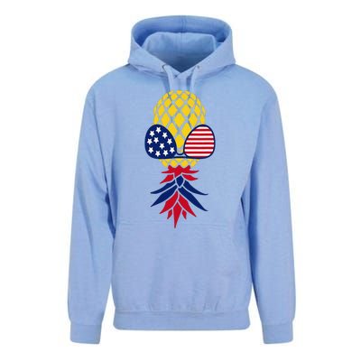 Upside Down Pineapple Sunglasses July 4th Swingers Us Flag Unisex Surf Hoodie