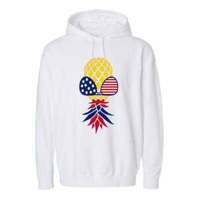 Upside Down Pineapple Sunglasses July 4th Swingers Us Flag Garment-Dyed Fleece Hoodie