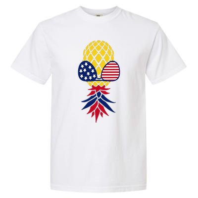 Upside Down Pineapple Sunglasses July 4th Swingers Us Flag Garment-Dyed Heavyweight T-Shirt