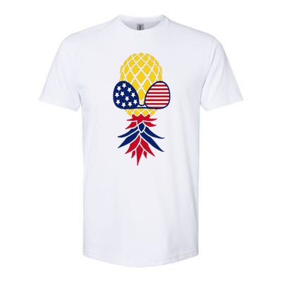 Upside Down Pineapple Sunglasses July 4th Swingers Us Flag Softstyle CVC T-Shirt