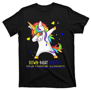 Unicorn Down Right Perfect Down Syndrome Awareness T-Shirt