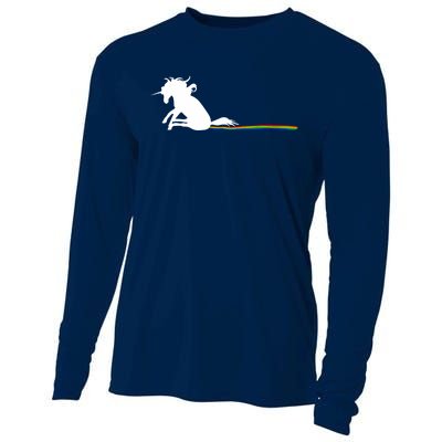 Unicorn Dragging Rainbows- Funny Adults Gifts Cooling Performance Long Sleeve Crew