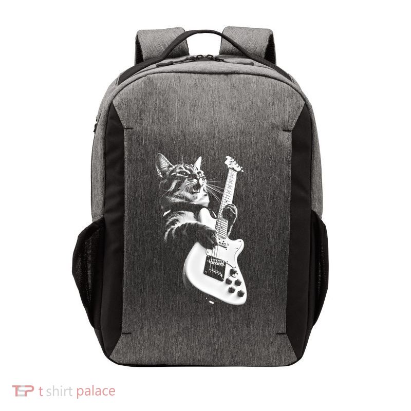 Unknown Designer Rock Cat Playing Guitar Funny Guitar Cat Vector Backpack