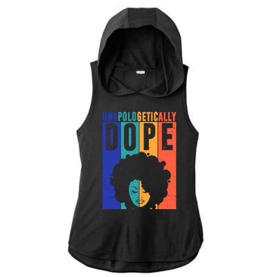 Unapologetically Dope Retro Colorful Ladies PosiCharge Tri-Blend Wicking Draft Hoodie Tank