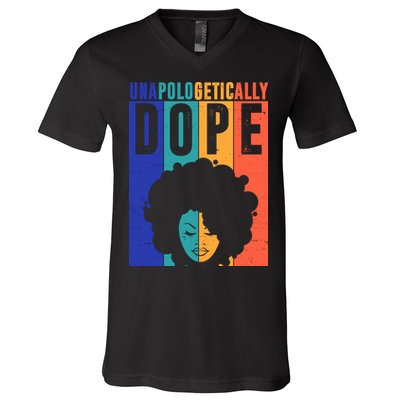 Unapologetically Dope Retro Colorful V-Neck T-Shirt