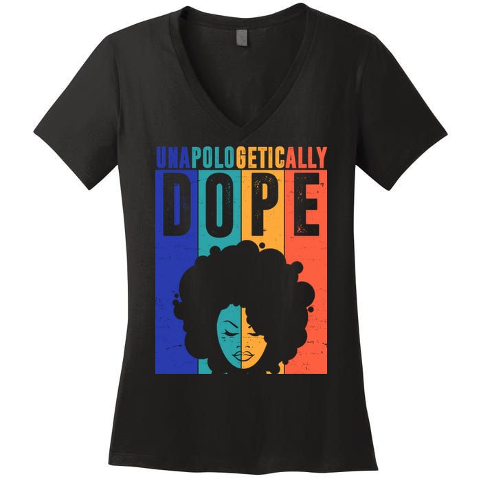 Unapologetically Dope Retro Colorful Women's V-Neck T-Shirt