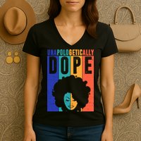 Unapologetically Dope Retro Colorful Women's V-Neck T-Shirt