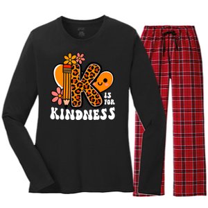 Unity Day Kindness Teacher Be Kind Women's Long Sleeve Flannel Pajama Set 