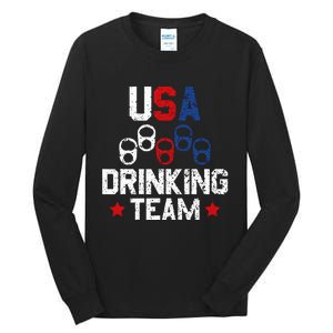 Usa Drinking Team Flag Tall Long Sleeve T-Shirt