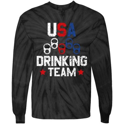 Usa Drinking Team Flag Tie-Dye Long Sleeve Shirt