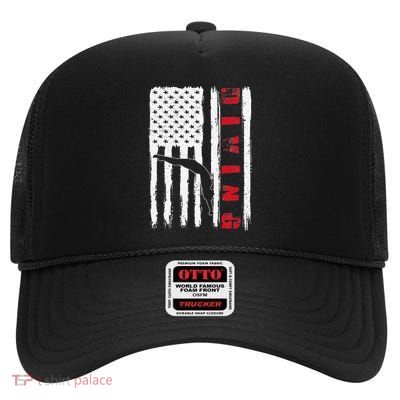 Usa Diving Team American Flag Us Diving Diver High Crown Mesh Back Trucker Hat