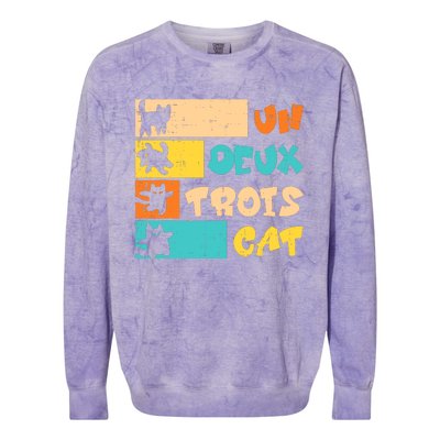 Un Deux Trois Cat French Retro Boy Teen Colorblast Crewneck Sweatshirt