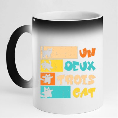 Un Deux Trois Cat French Retro Boy Teen 11oz Black Color Changing Mug