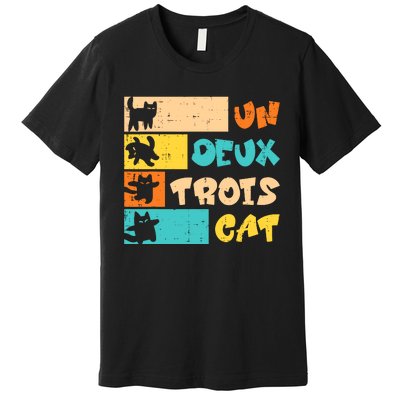 Un Deux Trois Cat French Retro Boy Teen Premium T-Shirt