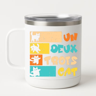 Un Deux Trois Cat French Retro Boy Teen 12 oz Stainless Steel Tumbler Cup