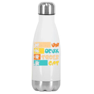 Un Deux Trois Cat French Retro Boy Teen Stainless Steel Insulated Water Bottle