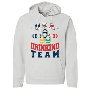 Usa Drinking Team Beer Party Memorial Day American Flag Performance Fleece Hoodie