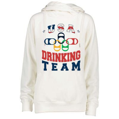 Usa Drinking Team Beer Party Memorial Day American Flag Womens Funnel Neck Pullover Hood