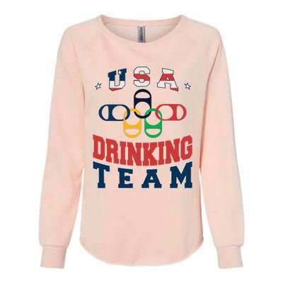 Usa Drinking Team Beer Party Memorial Day American Flag Womens California Wash Sweatshirt