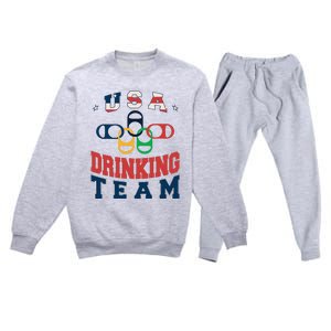 Usa Drinking Team Beer Party Memorial Day American Flag Premium Crewneck Sweatsuit Set