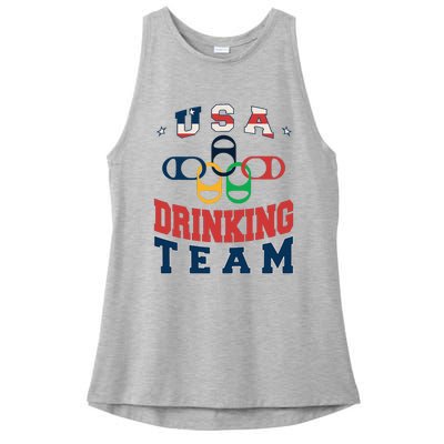 Usa Drinking Team Beer Party Memorial Day American Flag Ladies PosiCharge Tri-Blend Wicking Tank