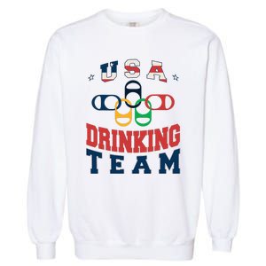 Usa Drinking Team Beer Party Memorial Day American Flag Garment-Dyed Sweatshirt