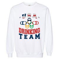 Usa Drinking Team Beer Party Memorial Day American Flag Garment-Dyed Sweatshirt