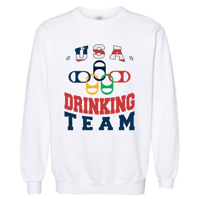 Usa Drinking Team Beer Party Memorial Day American Flag Garment-Dyed Sweatshirt