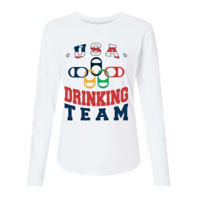 Usa Drinking Team Beer Party Memorial Day American Flag Womens Cotton Relaxed Long Sleeve T-Shirt