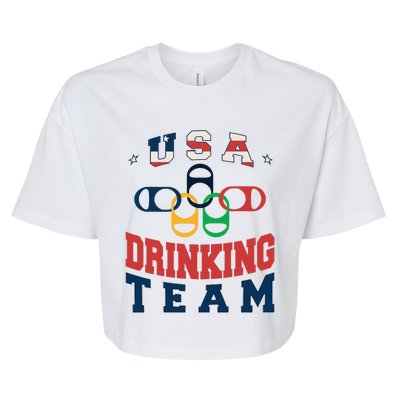 Usa Drinking Team Beer Party Memorial Day American Flag Bella+Canvas Jersey Crop Tee