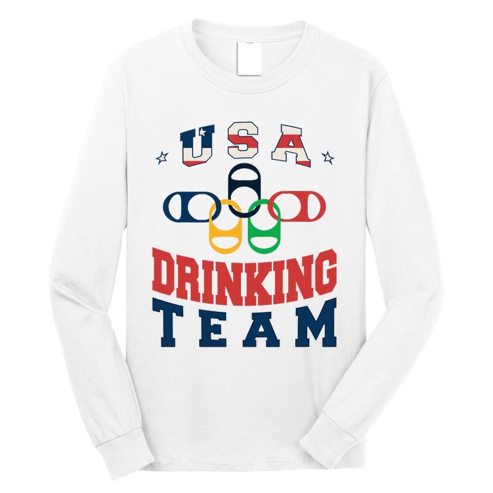 Usa Drinking Team Beer Party Memorial Day American Flag Long Sleeve Shirt