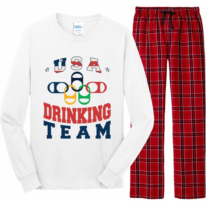 Usa Drinking Team Beer Party Memorial Day American Flag Long Sleeve Pajama Set