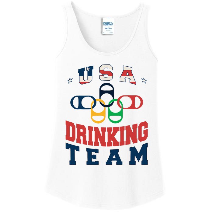 Usa Drinking Team Beer Party Memorial Day American Flag Ladies Essential Tank