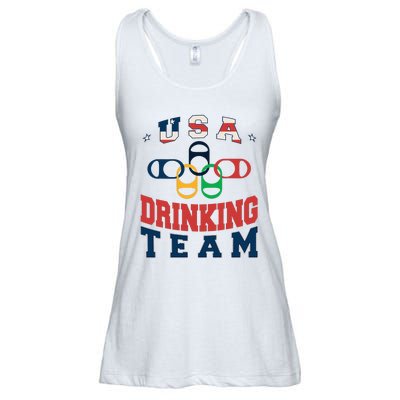 Usa Drinking Team Beer Party Memorial Day American Flag Ladies Essential Flowy Tank