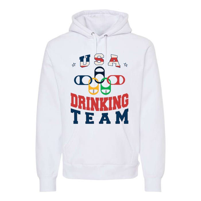 Usa Drinking Team Beer Party Memorial Day American Flag Premium Hoodie