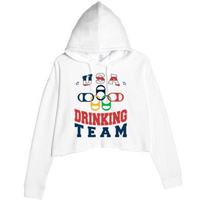 Usa Drinking Team Beer Party Memorial Day American Flag Crop Fleece Hoodie