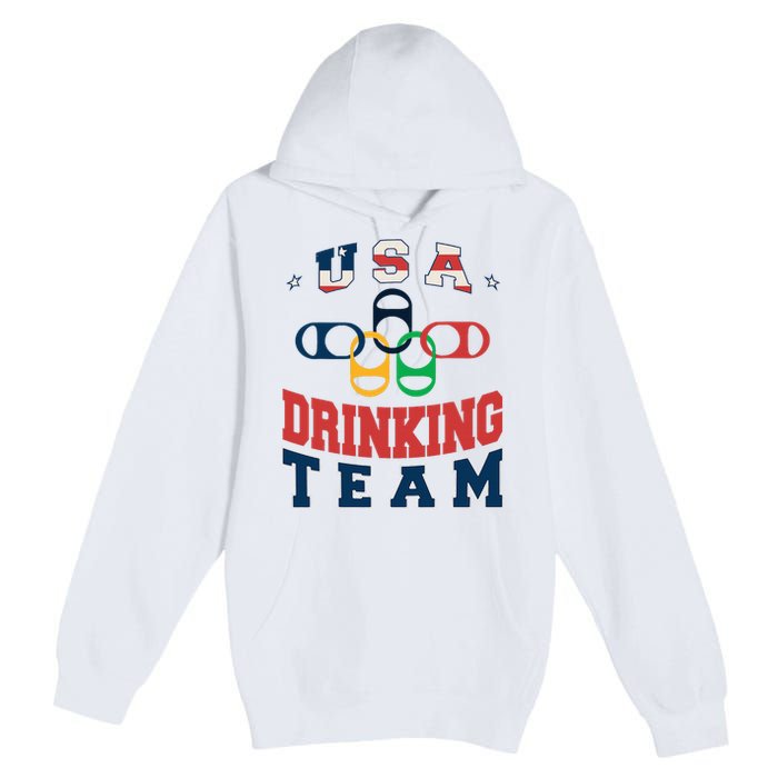 Usa Drinking Team Beer Party Memorial Day American Flag Premium Pullover Hoodie