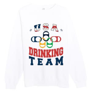 Usa Drinking Team Beer Party Memorial Day American Flag Premium Crewneck Sweatshirt