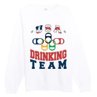 Usa Drinking Team Beer Party Memorial Day American Flag Premium Crewneck Sweatshirt