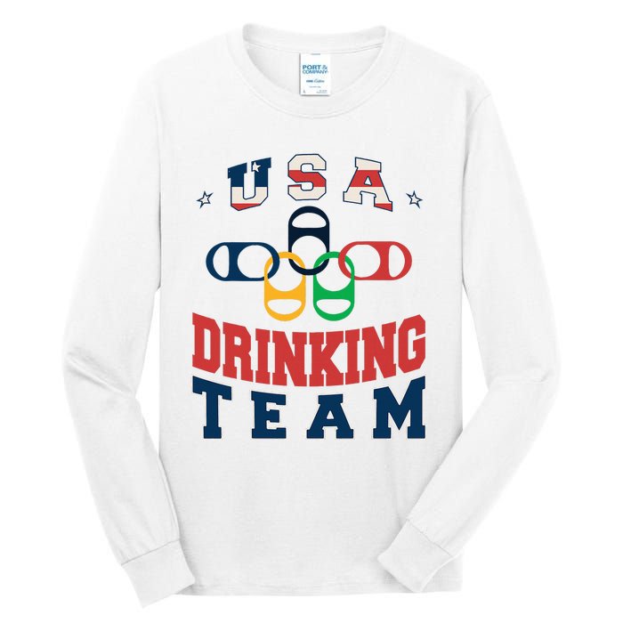 Usa Drinking Team Beer Party Memorial Day American Flag Tall Long Sleeve T-Shirt