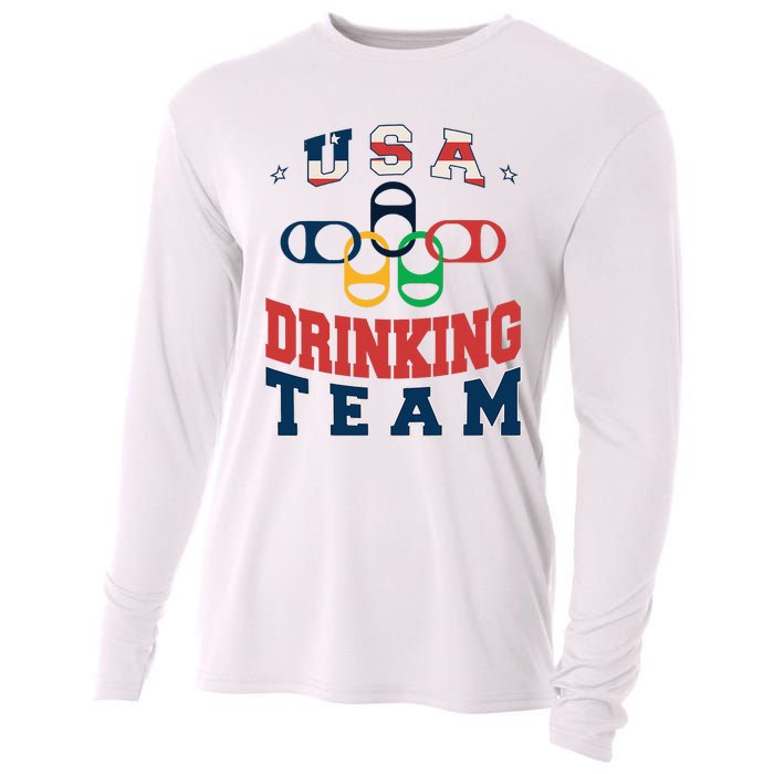 Usa Drinking Team Beer Party Memorial Day American Flag Cooling Performance Long Sleeve Crew