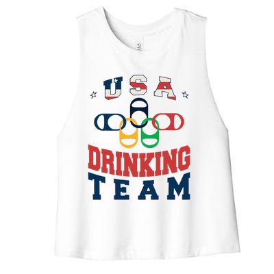 Usa Drinking Team Beer Party Memorial Day American Flag Women's Racerback Cropped Tank