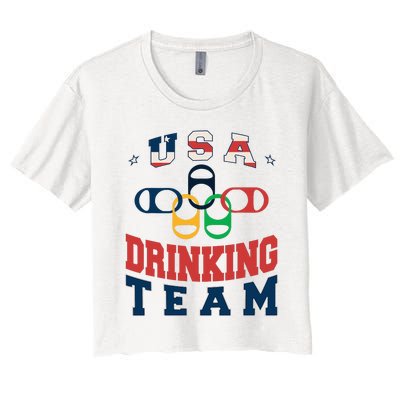 Usa Drinking Team Beer Party Memorial Day American Flag Women's Crop Top Tee