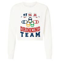 Usa Drinking Team Beer Party Memorial Day American Flag Cropped Pullover Crew