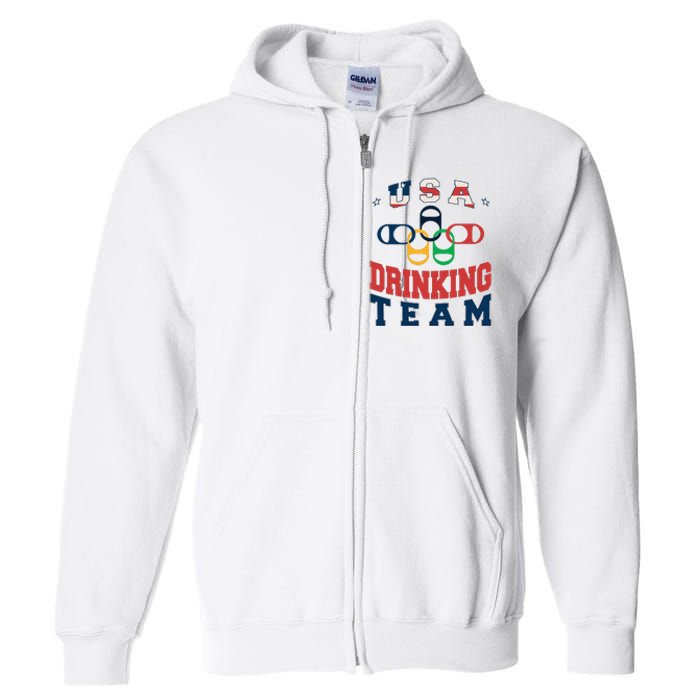 Usa Drinking Team Beer Party Memorial Day American Flag Full Zip Hoodie