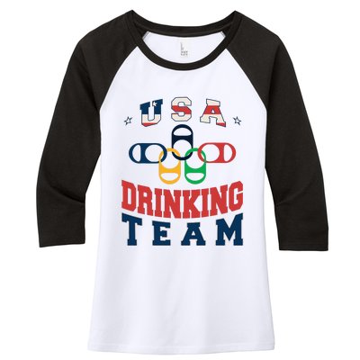 Usa Drinking Team Beer Party Memorial Day American Flag Women's Tri-Blend 3/4-Sleeve Raglan Shirt